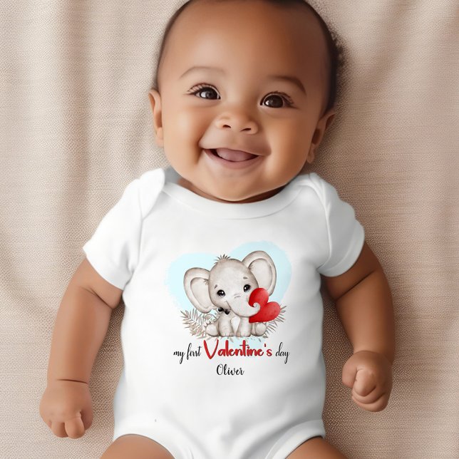 My First Valentines day Personalised Name Baby Bodysuit (My 1st Valentine's day Personalized Baby Bodysuit)