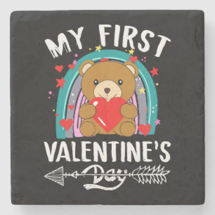 my first valentine's day stone coaster