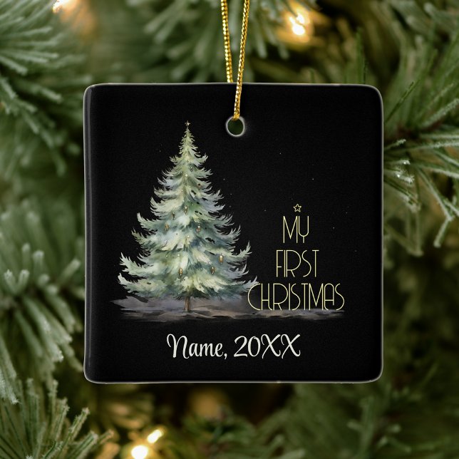 My first Xmas Holy Night Customise with name Ceramic Ornament (Creator Uploaded)