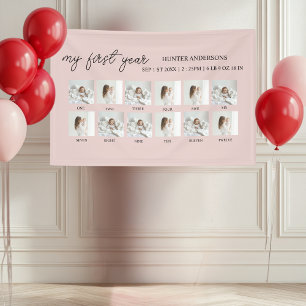 My First Year 12-Photo Pink   Baby's First Year Banner