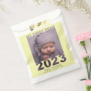 My First Year 2023 Modern Cutout Baby Photo Yellow Favour Bag