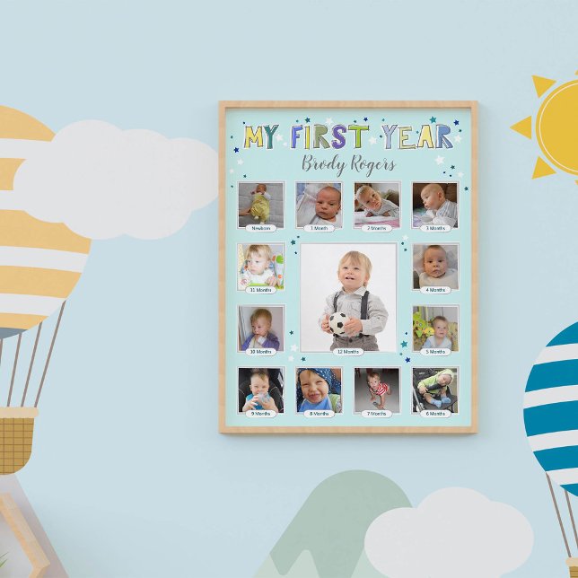 "My First Year" Baby Boy Keepsake Collage Poster (Creator Uploaded)