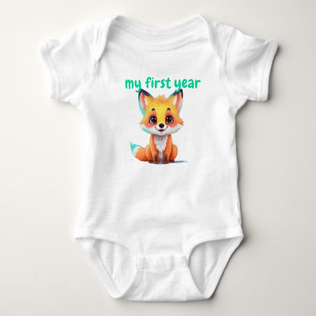 My First Year baby fox Baby Bodysuit  (Front)