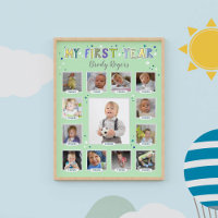 "My First Year" Memories Green Collage Baby Boy