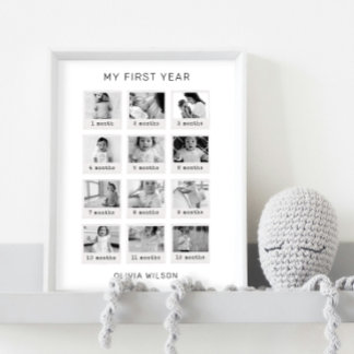 My First Year Poster Black & White
