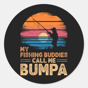 My Fishing Buddies Call Me Bumpa Retro Vintage Gra Classic Round Sticker