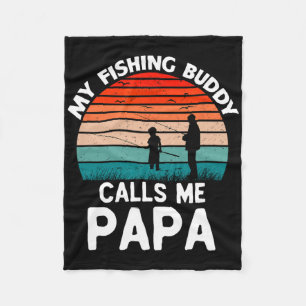 My Fishing Buddy Calls Me Papa Retro Vintage Grand Fleece Blanket