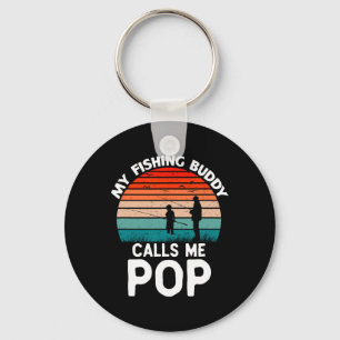 My Fishing Buddy Calls Me Pop Retro Vintage Grandp Key Ring