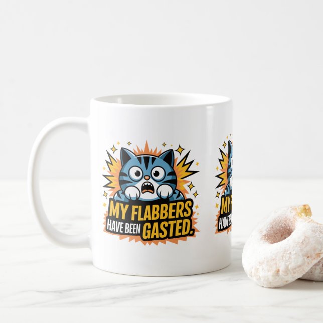 My Flabbers Have Been Gasted Funny Cat Moms & Dads Coffee Mug (With Donut)