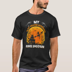 My Flat Coated Retriever Ride Shotgun Halloween T-Shirt