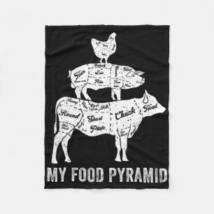 My Food Pyramid Carnivore Grilling Steak Cooking B Fleece Blanket