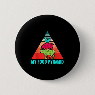 My Food Pyramid Cow Pig Chicken Funny Bbq Smoker B 6 Cm Round Badge
