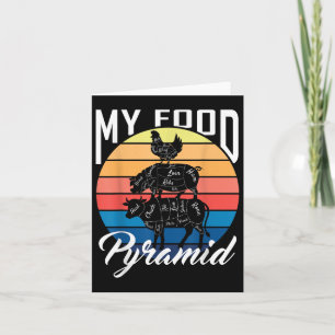 My Food Pyramid Cow Pig Chicken Funny Bbq Smoker B Card