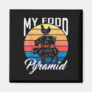 My Food Pyramid Cow Pig Chicken Funny Bbq Smoker B Magnet