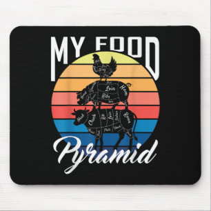My Food Pyramid Cow Pig Chicken Funny Bbq Smoker B Mouse Pad