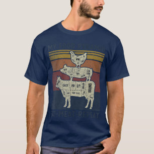 My Food Pyramid Eat Meat Repeat Retro Vintage Funn T-Shirt