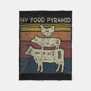 My Food Pyramid - Funny Bbq Joke - Cow Pig Chicken Fleece Blanket