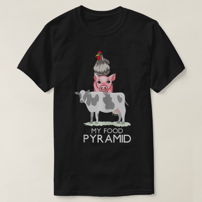My Food Pyramid Funny Carnivore Cow Pig Chicken Re T-Shirt (Design Front)