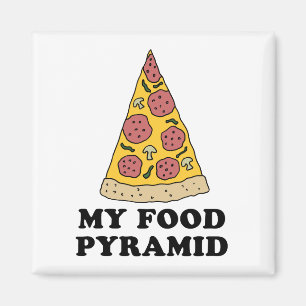 My Food Pyramid Pizza Cartoon Magnet