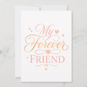 My Forever Friend Elegant Pink Gold Quote Thank You Card