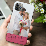 My Forever Love Romantic Pink Wedding Photo iPhone 11 Pro Max Case<br><div class="desc">Custom wedding photo iPhone Case. The photo template is set up for you to add your own romantic picture - which is displayed in portrait format. The design is lettered with the quote "my forever love" in elegant handwritten script and modern black typography on a pink background. If you need...</div>