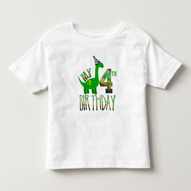 My Fourth Birthday Dinosaur Party Toddler T-Shirt (Front)