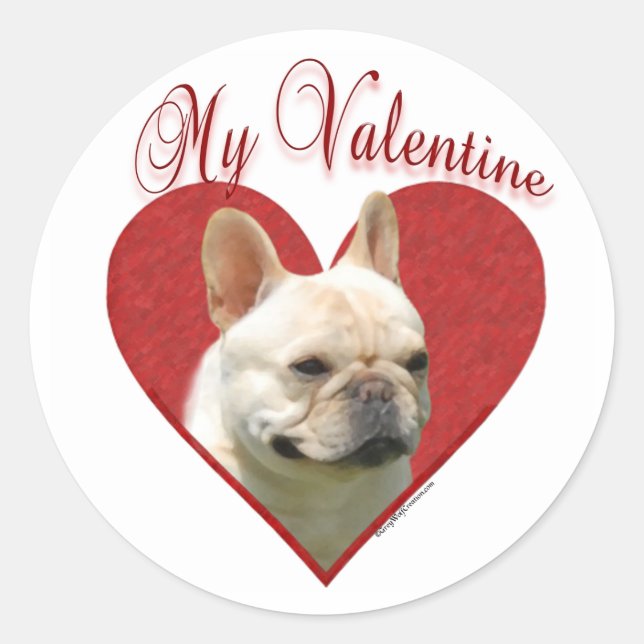 My Frenchie Valentine Classic Round Sticker (Front)