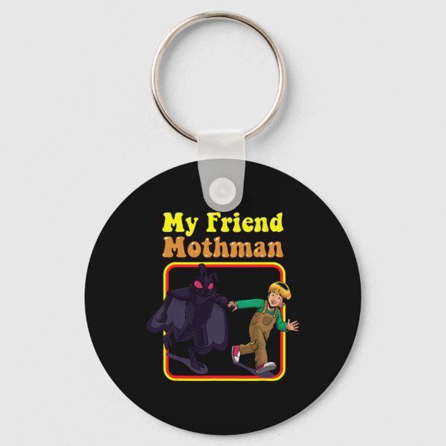 My Friend Mothman Funny Retro Cryptid Creatures Mo Key Ring (Front)