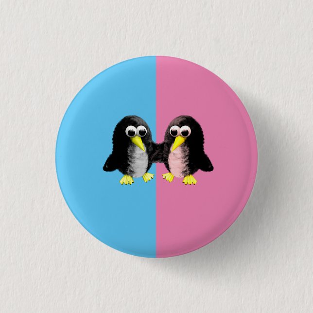 My friend the penguin , gender reveal party  3 cm round badge (Front)
