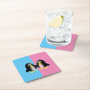 My friend the penguin , gender reveal party paper  coaster