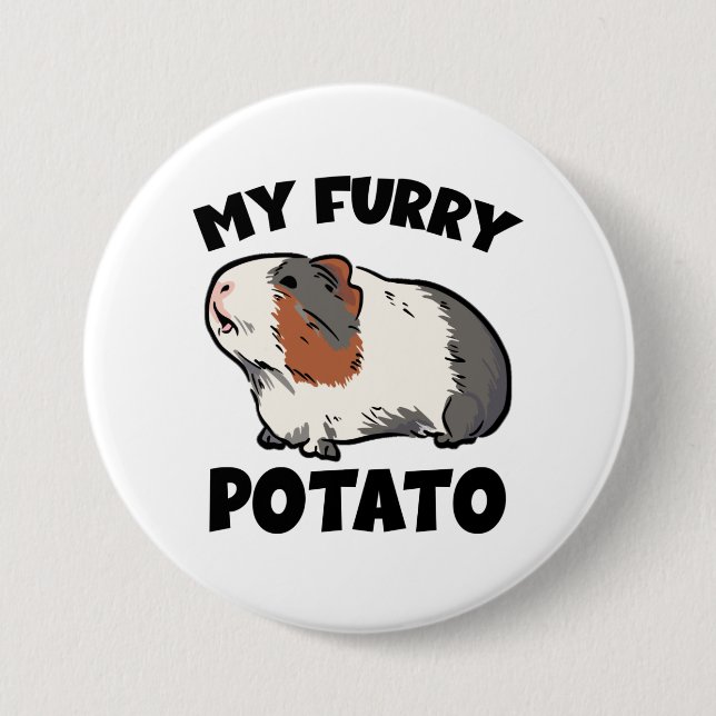 My furry potato guinea pig 7.5 cm round badge (Front)