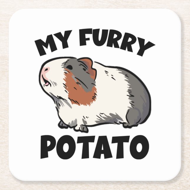 My furry potato guinea pig square paper coaster (Front)