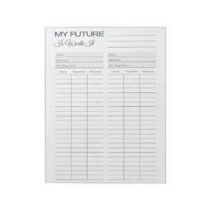 My Future Is Worth It   Debt Tracker Simple Gift Notepad