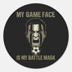 My Game Face Is My Byttle Mask Soccer Fan Camo Gra Classic Round Sticker