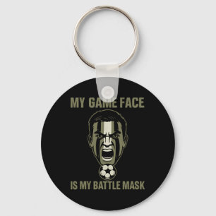 My Game Face Is My Ttle Mask Soccer Fan Camo Graph Key Ring