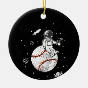 My Game Is Out Of This World! Baseball Spaceman Ceramic Ornament