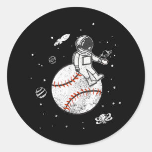 My Game Is Out Of This World! Baseball Spaceman Classic Round Sticker