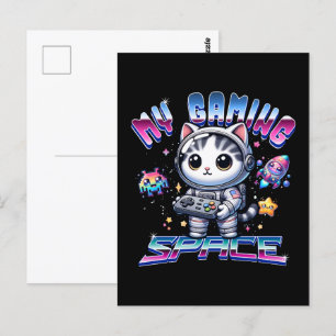 MY GAMING SPACE - KAWAII SPACE CAT POSTCARD