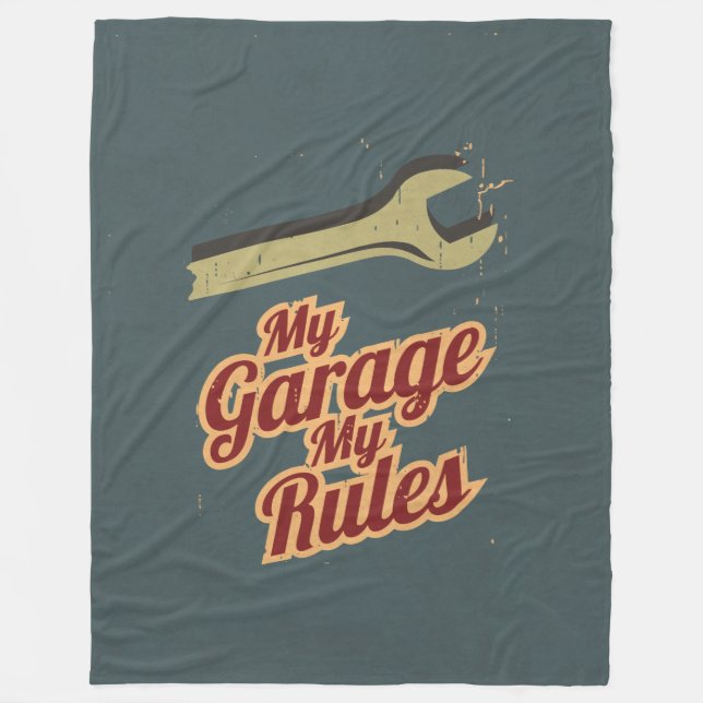 My Garage My Rules Fleece Blanket (Front)