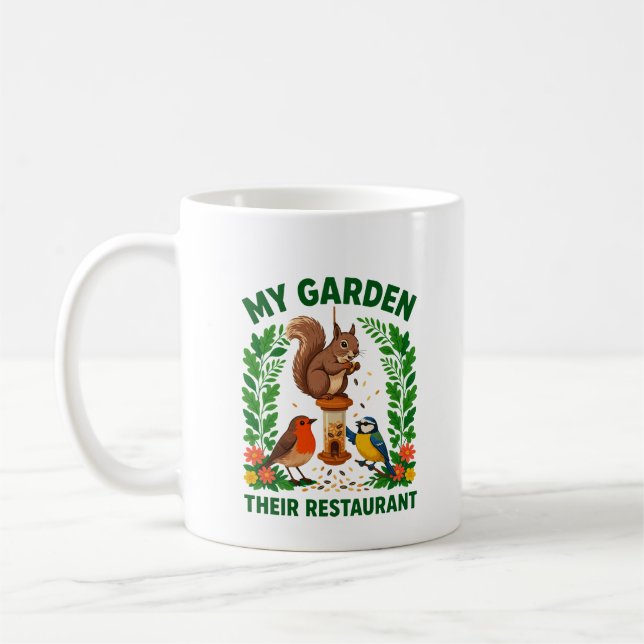 My Garden Their Restaurant Squirrel Mug (Left)