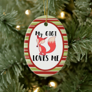 My Gigi Loves Me Cute Fox Ceramic Ornament