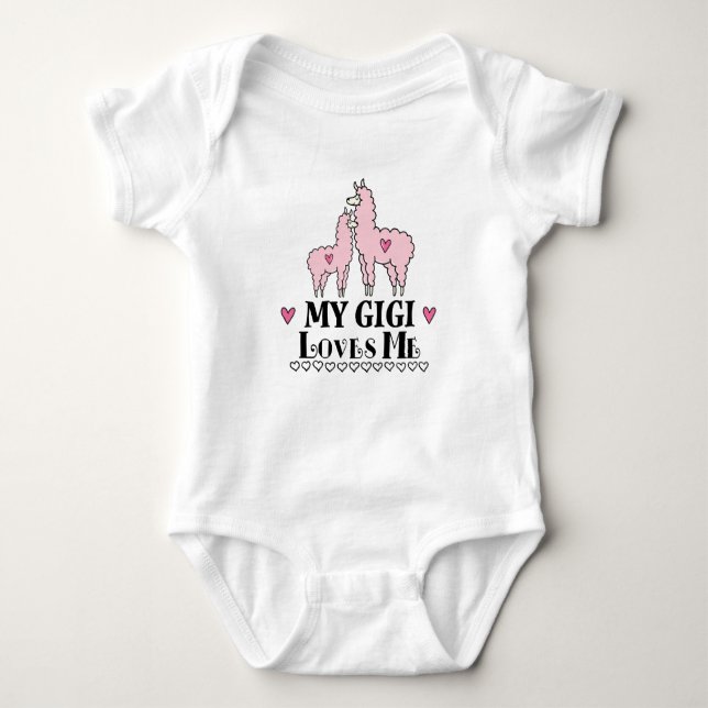 My Gigi Loves Me Granddaughter Llama Baby Bodysuit (Front)