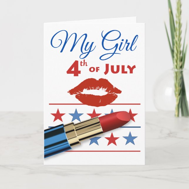 My Girl Girlfriend Fourth of July Lipstick Card (Front)