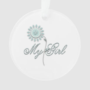 My Girl Teal Flower Ornament