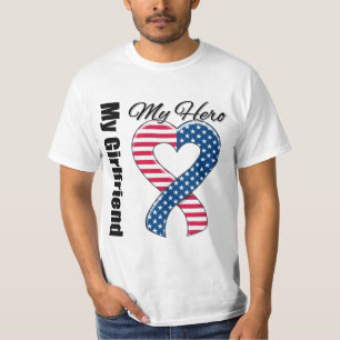 My Girlfriend My Hero Patriotic USA Ribbon T-Shirt