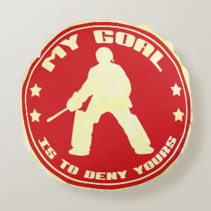 My Goal, Field Hockey Goalie Round Pillow, red Cushion