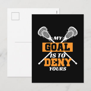 My Goal Is To Deny Yours Lacrosse Holiday Postcard