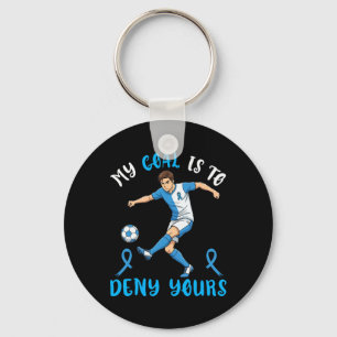 My Goal Is To Deny Yours Soccer Blue Ribbon Awaren Key Ring