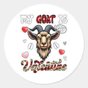 My Goat Is My Valentine Leopard Footmark Costume F Classic Round Sticker