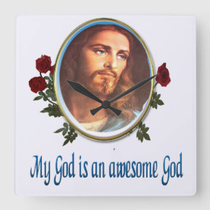 My God is a awesome God Square Wall Clock
